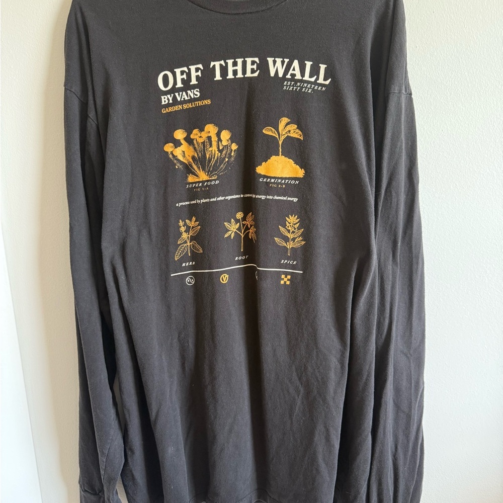 Vans Black Tee with Yellow Botanical Graphics